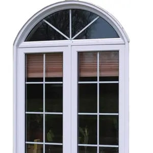 Pvc arch fenster französisch flügelfenster kunststoff glas tür-und fensterrahmen