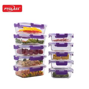 Paquet de 10 récipients de stockage d'aliments en verre, récipients de préparation de repas en verre avec couvercles à pression-Boîtes à lunch (10 récipients et 10 couvercles) - Product Image 1