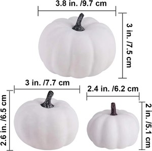 12 pièces de fausses citrouilles en mousse blanche, tailles assorties, style rustique, pour <span class=keywords><strong>Halloween</strong></span>, automne, Thanksgiving, Pâques, remise de diplôme - Product Image 6