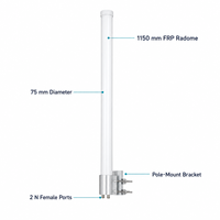 Antenne WiFi omnidirectionnelle extérieure en fibre de verre 2,4/5,8 GHz avec protection IP67, gain 4x15dBi, 2 connecteurs femelles