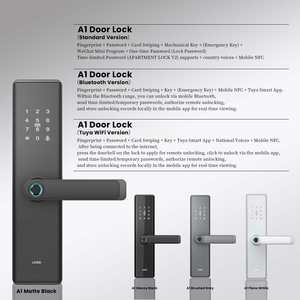 قفل باب ذكي أسود يعمل ببصمة الإصبع وبطاقة الهوية وكلمة المرور وتقنية <span class=keywords><strong>NFC</strong></span> للأبواب المنزلية والفندقية والشقق والمكاتب - Product Image 6