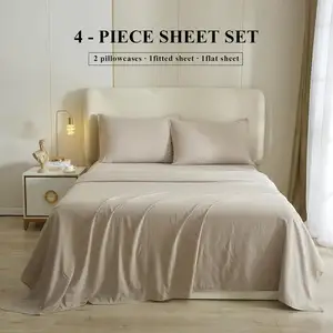 Soft Microfiber Bedding Sheet 1800 Count Deep Pocket 4 Piece Hotel Bed Sheet Set For Hotel