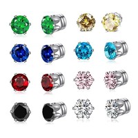 Vente en Gros de Boucles d'Oreilles Magnétiques à Clip en Acier Inoxydable avec Zircons de Couleurs Variées pour Hommes et Femmes | Bijoux sans Perçage