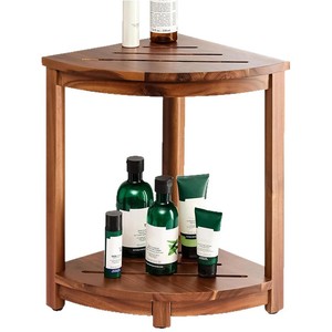 Wooden <b>Bathroom</b> <b>Stool</b> Corner Shower Seat Space Saving Minimalist Design For Bath And Shower Use - Product Image 5