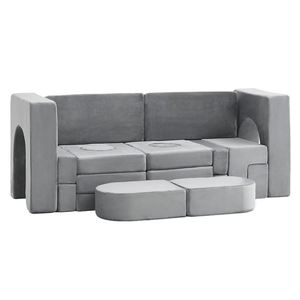 Sofá Modular de Tela para Bebés, Sofá Seccional Compresible, Sofá de Bloques de Espuma de Alta Densidad para Niños, Sofá Moderno de Tela - Product Image 1