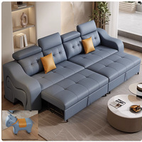 Canapé d'Angle Moderne Multifonctionnel pour Salon, Canapé-Lit en Cuir avec Rangement pour Maison et Hôtel