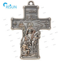Dini Katolik Koruyucu Aziz Martin of Tours Tespih Merkezi Tılsımlı Kolye Madalyon Özel Yapım Aziz Martin of Tours Madalyonu