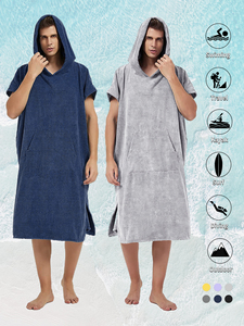 Quantité minimale de commande bas Logo personnalisé couleur unie Super absorbant surdimensionné microfibre à <span class=keywords><strong>capuche</strong></span> plage nager Robe à langer <span class=keywords><strong>adulte</strong></span> Surf Poncho serviettes - Product Image 2