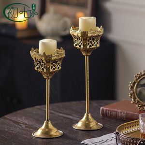 European Style Gold <b>Candlestick</b> Iron Christmas Decor For Guesthouse Hotel - Product Image 2