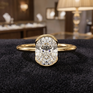 IGI Certified <b>Cushion</b> Cut Lab Grown Diamond Half Bezel Solitaire Engagement <b>Ring</b> 10K 14K 18K Gold 925 935 Silver Fine Jewelry - Product Image 1