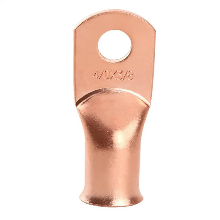 AWG 1/0 3/8 " battery lug pure copper cable terminal Tubular wiring ring terminal connector Plated Tin T2 Copper Lug Flared end