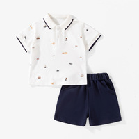 Ensemble de Vêtements Décontractés pour Garçons 2026 : T-shirts Polo Sportifs et Shorts en Coton Tricoté Texturé (2 Pièces)