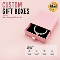 Boîte à bijoux rose en stock avec insert souple, emballage en papier de qualité supérieure pour colliers, bracelets et accessoires