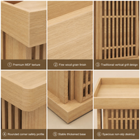 Comptoir de réception moderne avec finition dorée, panneau cannelé en MDF, plateau à niveaux multiples et base LED pour salon de manucure et bureau