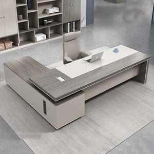 Escritorio de oficina comercial de esquina ejecutiva de madera en forma de L directo de fábrica, escritorio de oficina de lujo moderno de alta calidad - Product Image 1