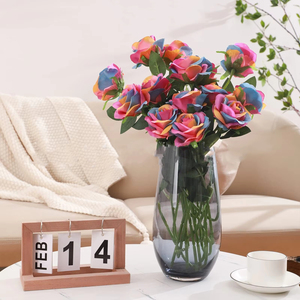 TEMPORADA Decoración <span class=keywords><strong>de</strong></span> la boda Flor <span class=keywords><strong>de</strong></span> Rosa Blanca con hojas verdes y <span class=keywords><strong>semillas</strong></span> para DIY Ramo <span class=keywords><strong>de</strong></span> novia Flor <span class=keywords><strong>de</strong></span> Rosa artificial <span class=keywords><strong>de</strong></span> seda - Product Image 6