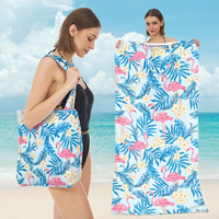 FF6147 Serviette de plage en microfibre 2-en-1 avec sac à bandoulière, sac de transport portable, serviette de plage en microfibre sans sable et à séchage rapide