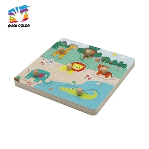 Wooden Animal Hand Grab <strong>Puzzle</strong> with <strong>Easy</strong>-Grip Knobs - Educational Shape Matching and Fine Motor Skills Toy for Toddlers W14M339 - Product Image 5