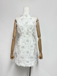 Aelesen elegante con applicazioni impiombate abito da datazione per donna con scollo all'americana senza maniche a vita alta di temperamento Mini moda femminile - Product Image 6