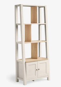 מודרני עץ אלון אפקט אחסון סולם ספרים מתכווננת מדפים 2 דלתות עבור תצוגת חדר שינה במשרד סלון עשוי עץ - Product Image 5