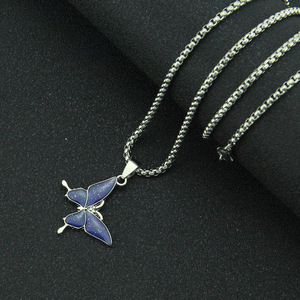 Collier pendentif papillon à variation de température 2026, chaîne en acier inoxydable, simple et exquis, pour femmes, bijoux de mode - Product Image 3