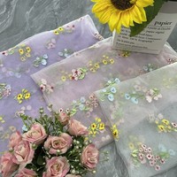 Tissu en maille 100 % acrylique résistant à l'abrasion, style vintage Hanfu, tricoté, nouveau modèle, broderie florale fraîche, directement de l'usine