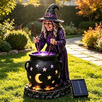 Nouvelle Décoration Solaire d'Halloween : Caldeirons Lumineux de Sorcière pour Jardin, Art Extérieur, Lampe de Chemin, Ornement Festif