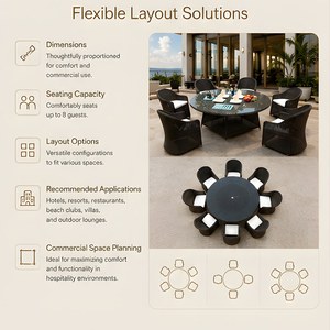 Hot Sale <strong>Rattan</strong> Round Shaped <strong>Garden</strong> Dining <strong>Table</strong> Chairs Dining Set - Product Image 5