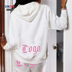 Ensemble de survêtement en molleton personnalisé avec logo pour femme, coupe ample, sweat-shirt à capuche et pantalon large, <span class=keywords><strong>tenue</strong></span> deux pièces - Product Image 1