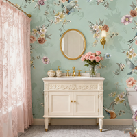 Papier peint mural moderne à motifs floraux et d'oiseaux pour chambre à coucher et salon, taille personnalisée, résistant à l'humidité
