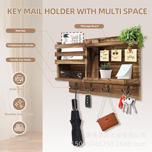 Guibang Wooden Wall-Mounted Storage Rack Key <b>Hook</b> Organizer For Entryway Bedroom Living Room Kitchen - Product Image 2
