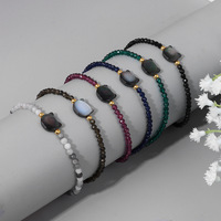 Bracelet ajustable pour femme en pierre naturelle, motif tête de chat, perles, style simple et frais