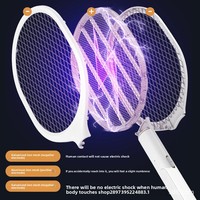 Raquette anti-moustiques électrique rechargeable et réglable avec lampe UV, 2-en-1, pour usage domestique intérieur, portée 11-20 m²