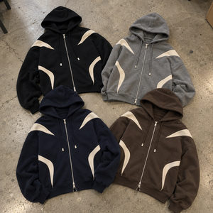 Sudadera con Capucha Negra para Hombre, con Cierre, Sin Logos <span class=keywords><strong>de</strong></span> Dibujos Animados, Gruesa, Oversize, 500 g/m², 100% Polar <span class=keywords><strong>de</strong></span> <span class=keywords><strong>Seda</strong></span> - Product Image 3