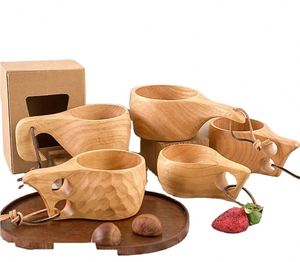 Taza Kuksa de Madera Estilo Japonés Hecha a Mano con Agarraderas de 2 Orificios, Ecológica, 250ml/150ml, para Café, Té, Leche, Ideal para Camping y Bushcraft - Product Image 6