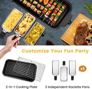 Grill électrique d'intérieur 1500W YOHAWJAN en acier inoxydable, sans fumée, plaque de cuisson antiadhésive amovible, contrôle de la température, poêles portables - Product Image 5