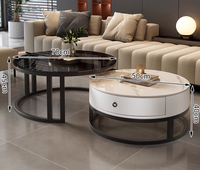 Mesa de Centro de Mármol de Lujo Nórdico, Moderna y Sencilla, de Metal Blanco y Piedra Dorada, Muebles de Salón para Cocina y Hogar