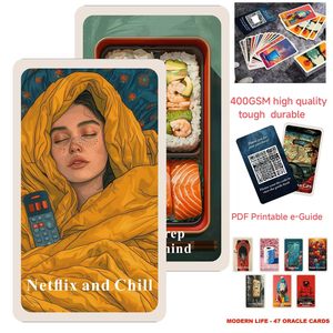 Jeu de cartes <span class=keywords><strong>Oracle</strong></span> de la Vie Moderne personnalisé en gros, 47 cartes, sagesse quotidienne, guidance, cartes spirituelles amusantes, OEM ODM - Product Image 6