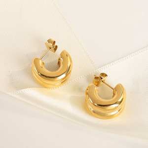 Irregular Gold Small Hoop Designer Earrings Popular <strong>Brand</strong> Double Earring Making <strong>Supplies</strong> Stainless Steel Hoop Earrings Wholesale - Product Image 5