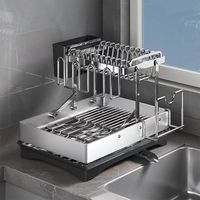 Égouttoir à vaisselle multifonctionnel à double niveau en acier inoxydable, écologique, détachable, support de rangement pour la cuisine