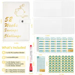Yubon Customizable notebook envelopes money budget binder wallet planner a5 cash zipper envelopes 52 Week Savings challenge