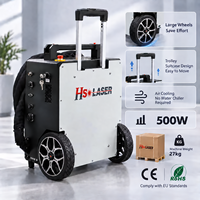 Machine de nettoyage au laser pulsé portable haute puissance 500W, style valise, pour éliminer la rouille et la peinture des métaux, du bois et des moules