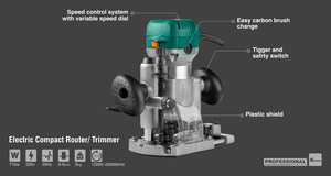 Routeur à main en bois OEM pour débutants Routeurs électriques 33000r/min Vitesse sans charge Machine à découper - Product Image 3