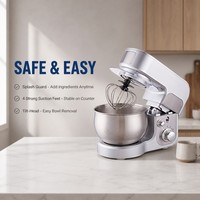 Personnalisation OEM/ODM, batteur sur socle électrique 3L, 700W, bol en acier inoxydable, 6 vitesses, mélangeur à pâte pour la cuisine à domicile avec protection anti-éclaboussures
