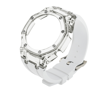 Boîtier de montre en cristal DMD <span class=keywords><strong>GMA</strong></span>-<span class=keywords><strong>S2100</strong></span> avec bracelet en caoutchouc silicone transparent, boucle à ardillon, kit de remplacement mod - Product Image 4
