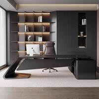 Bureau de direction en bois laqué mat, design moderne minimaliste, haut de gamme, luxe léger, bureau individuel pour PDG, patron, président