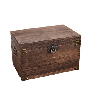 Caja de Almacenamiento de Madera Rectangular con Acabado Carbonizado y Cerradura, Tipo Soporte, para Joyería, Decorativa - Product Image 4