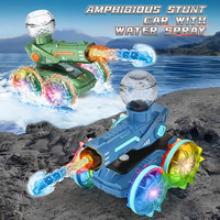 Tank RC amphibie 2,4 GHz personnalisé avec lumières, pulvérisation d'eau, 4 canaux, drift intérieur-extérieur, électrique, écologique, portée 30m