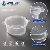 Boîte de conditionnement alimentaire jetable en plastique PP sans BPA, transparente, avec couvercle articulé, étanche, pour sauces et portions, idéale pour la restauration