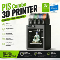 Version Globale Bamboo Lab P1S Combo Imprimante 3D FDM Haute Vitesse Multicolore Filament AMS 1.75mm Haute Précision Silencieuse